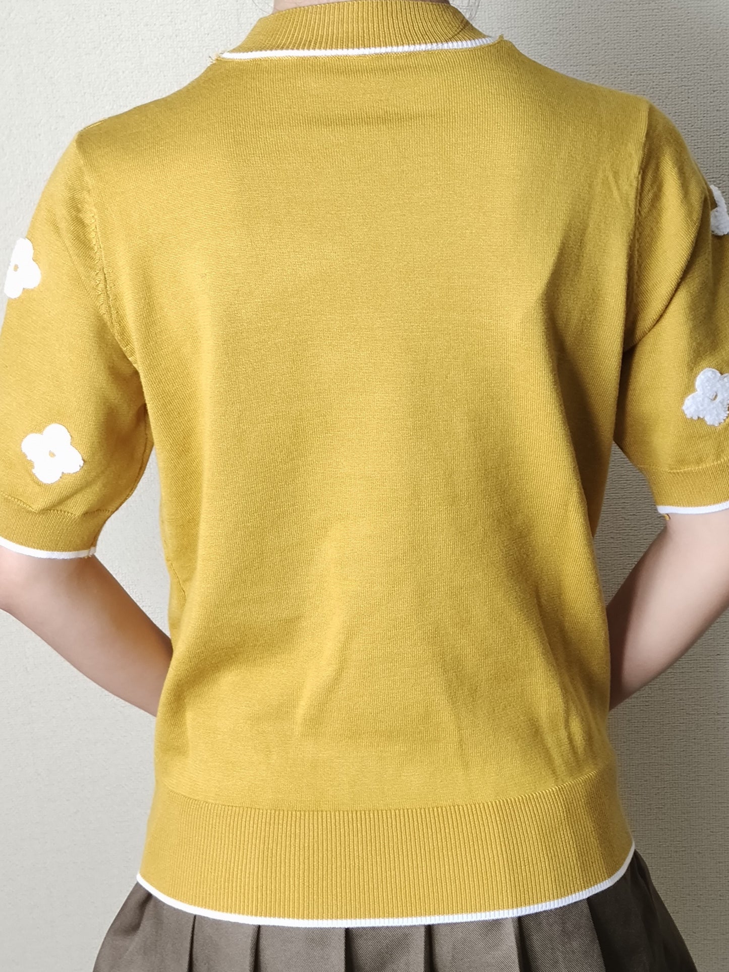 Valentine's Day Floral Print Knit Sweater, Casual Crew Neck Half Sleeve Sweater For Spring & Summer, Women's Clothing