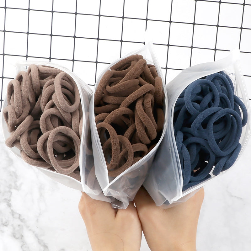 50pcs/Set Women   Basic Hair Bands 4cm Simple Solid Colors Elastic Headband Hair Ropes Ties Hair Accessories Ponytail Holder