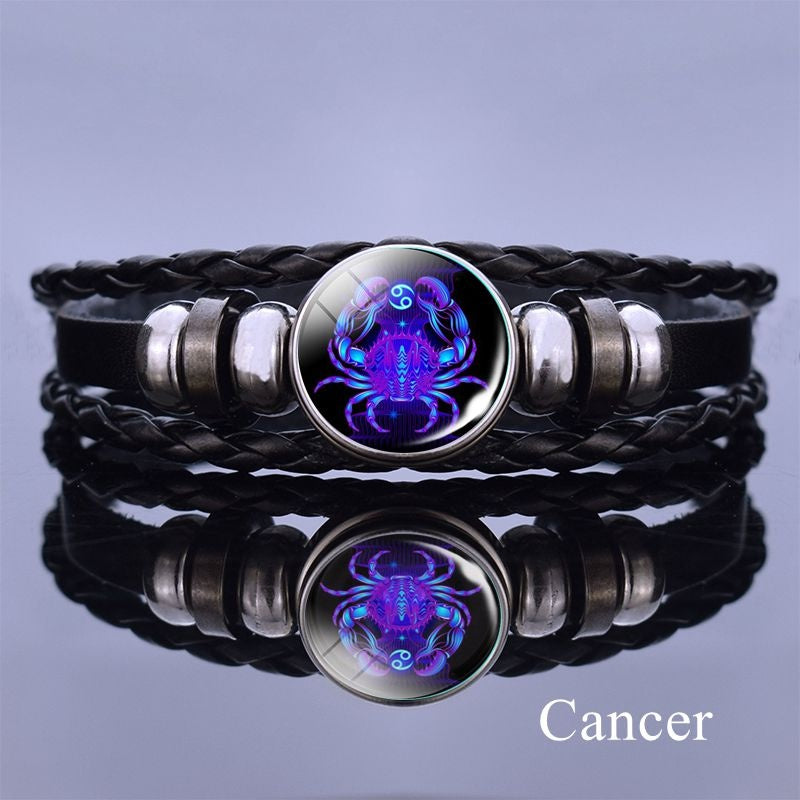 1pc 12 Constellation Luminous Bracelet Men's And Women's Fashion Multi-layer Woven Bracelet