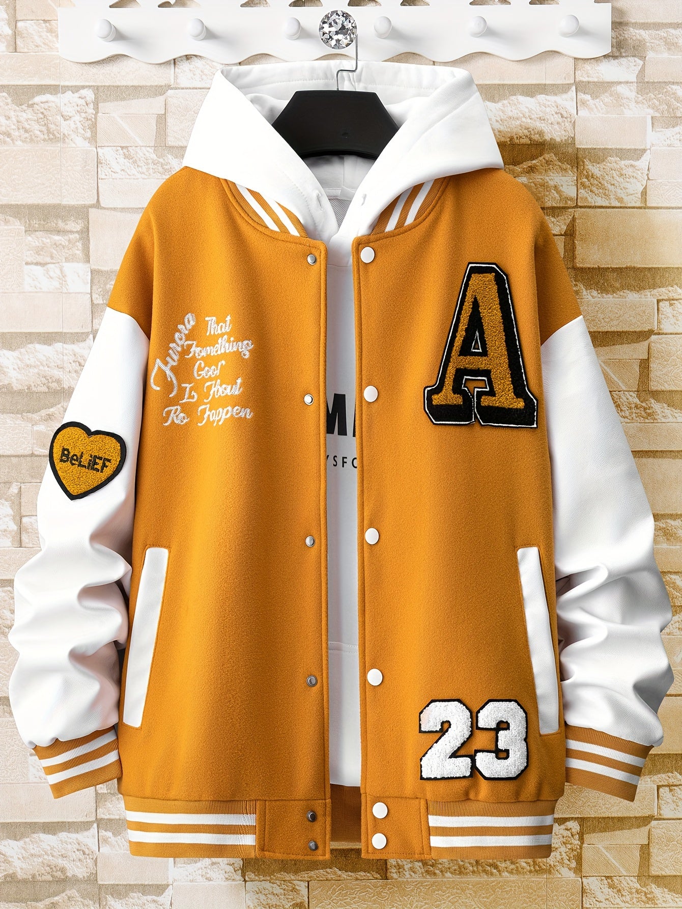Men'S Loose-Fitting Casual Warm Baseball Jacket in Nine Colors for Spring, Autumn, And Winter. Features Exquisite Towel Embroidery And Letter Embroidery, Suitable for Both Men And Women, Effortlessly Showcasing Personality An