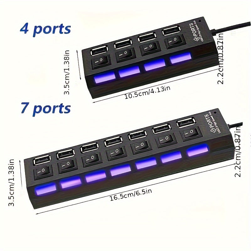 1pc 4-port/7-port USB Connector Computer Mouse Keyboard Memory Card Independent Switch Universal Hub