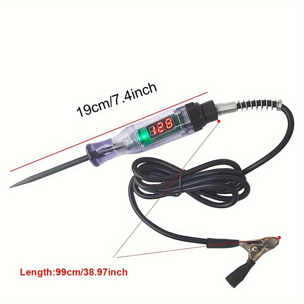 Car Test Pen Circuit Tester, DC Truck Voltage Digital Display Long Probe Pen With Light, Automotive Diagnostic Tools Auto Repair Tool