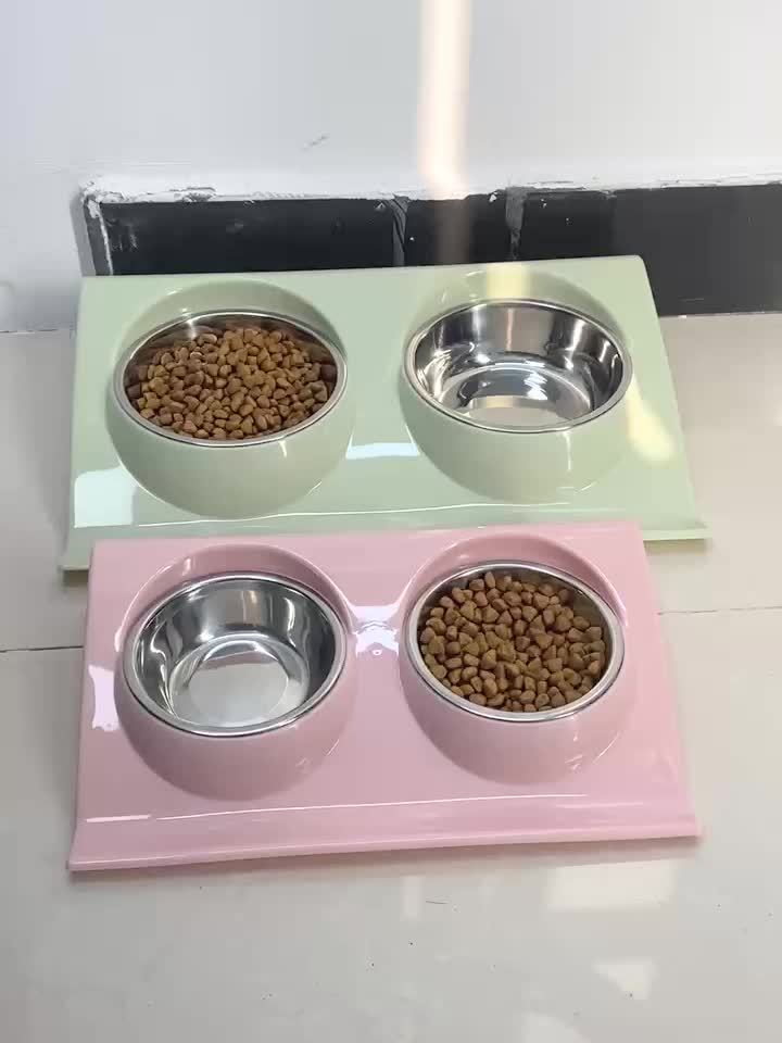 Stainless Steel Double Pet Bowl for Dogs and Cats - Non-Slip Base, Easy to Clean, Perfect for Food and Water