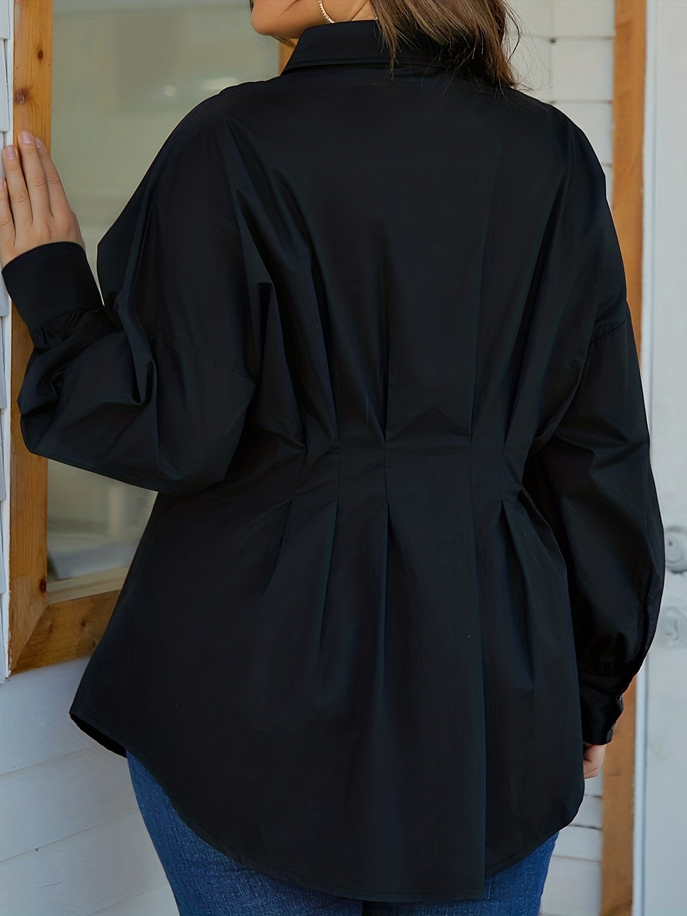Fashionable Solid Lapel Womens Dress - Flattering Drop Shoulder, Button Down, Adjustable Tie Waist, Ruffle Hem - Timeless Elegant Style for Everyday Wear
