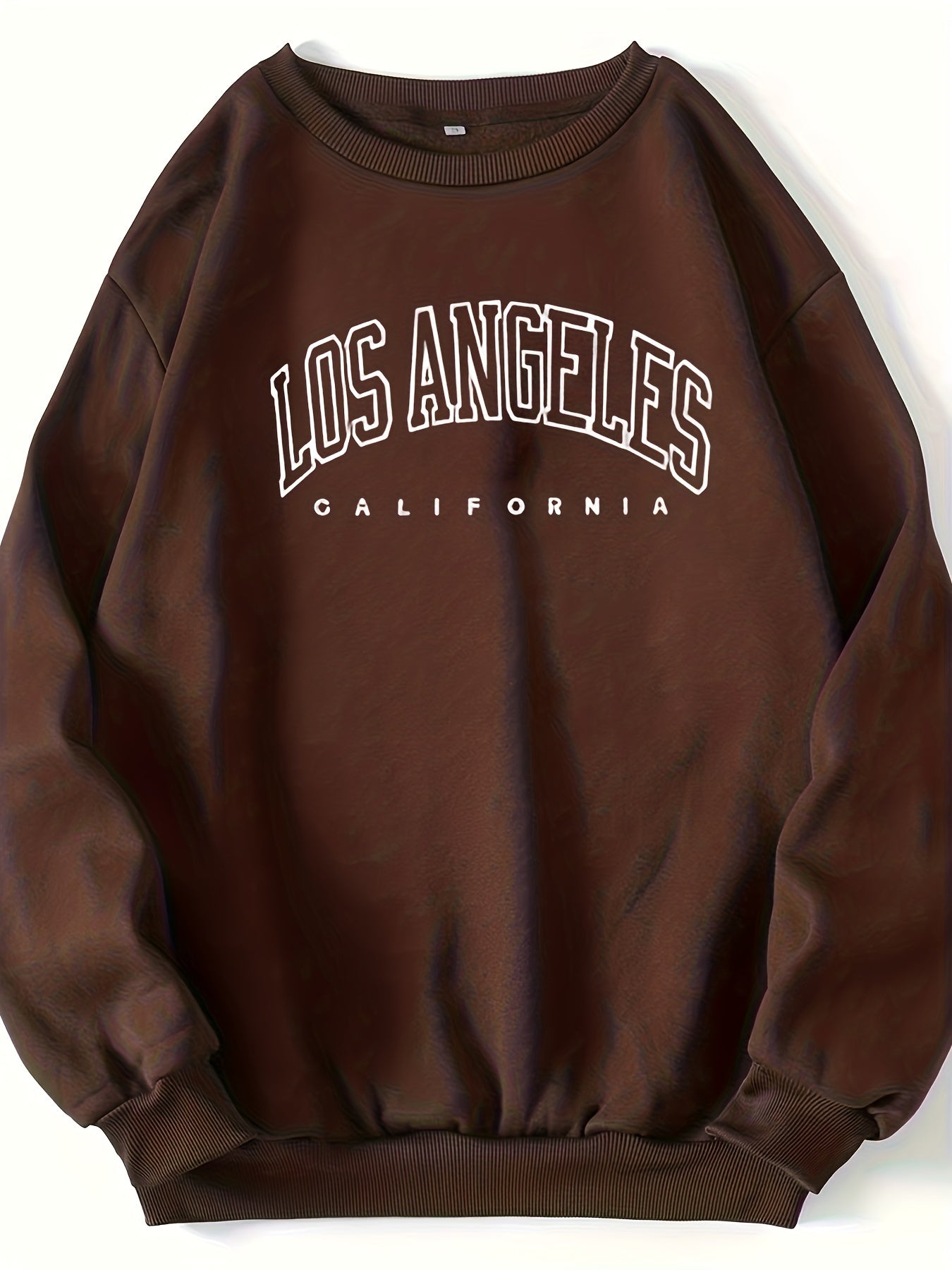 Los Angeles Print Preppy Sweatshirt, Long Sleeve Crew Neck Casual Sweatshirt For Winter & Fall, Women's Clothing