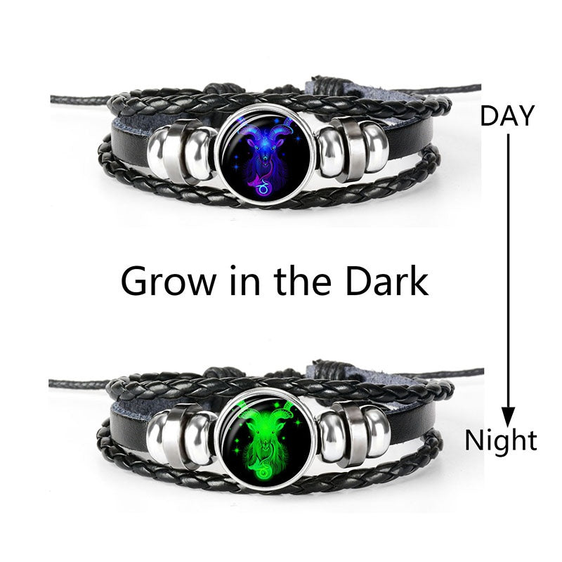 1pc 12 Constellation Luminous Bracelet Men's And Women's Fashion Multi-layer Woven Bracelet
