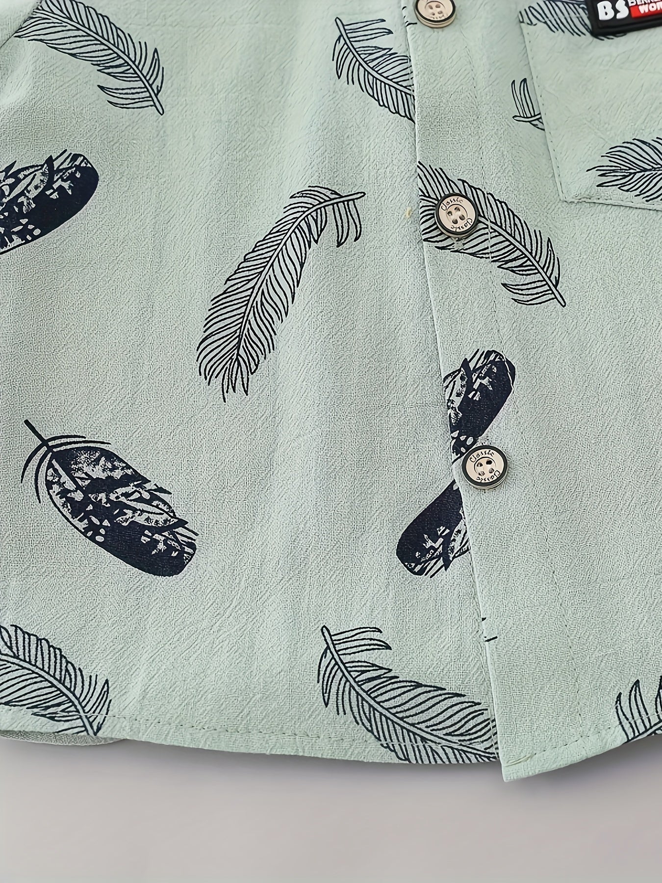 2pcs Baby Boys Casual Feather Pattern Short Sleeve Shirt & Shorts Set Clothes Outdoor Set