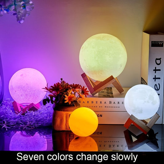 1pc 8/10/12cm LED Night Light 3D Printing Moon Light Star Light 7 Color Bedroom Decoration Night Light Shop Booth Decoration Hotel Bedside Table Decoration Bar Decoration Gift for hotel/catering/event holding