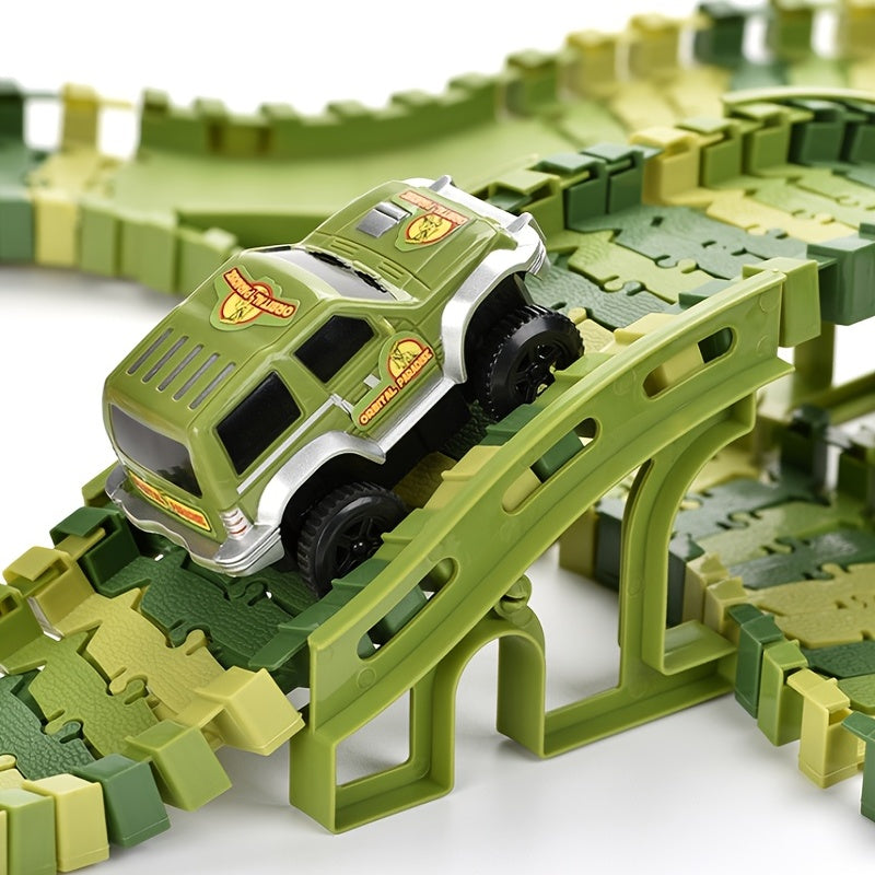 Dinosaur Toys Race Car Track, Create A Dinosaur World Road Race, Flexible Dinosaur Track Toys Set 120/240pcs Christmas Birthday Gifts For Boys Girls Kids Christmas Halloween Thanksgiving Gift Carnival