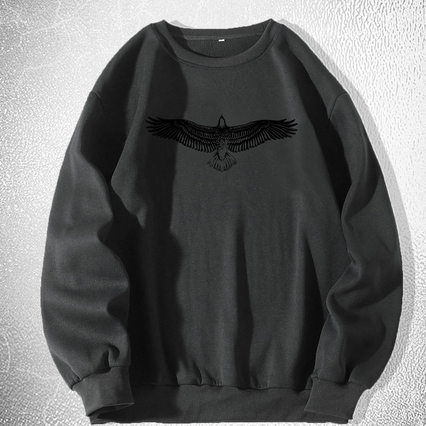 Big Eagle Print Men's Crew Neck Long Sleeve Sweatshirt, Casual Wear, Men's Clothing