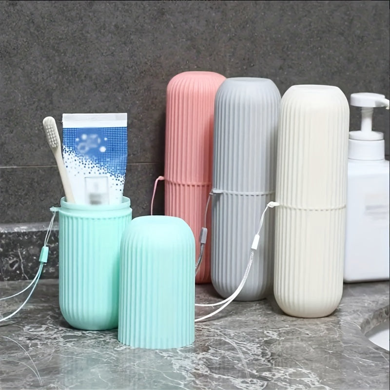 Household Travel Mouthwash Cup Toothbrush Cup Makeup Brush Storage Box Travel Wash Cup Portable Couple Toothbrush Toothpaste Storage Box Simple Toothbrush Mouthwash Cup Toothjar Set Rope Color Random travel must have