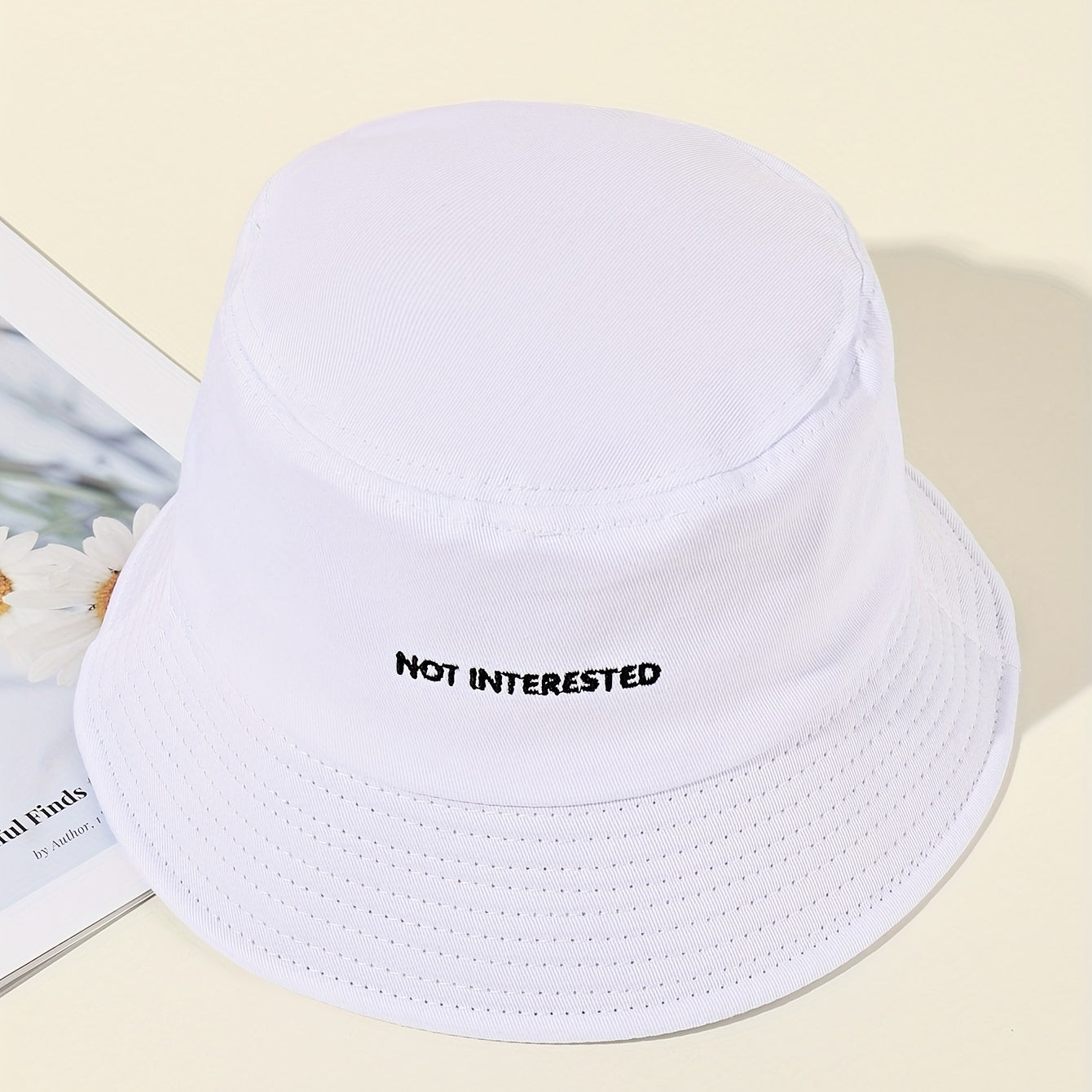 Embroidered Beach Bucket Hat - Lightweight, Solid Color, Sunscreen, Travel-Friendly Fisherman Cap for Outdoor Activities - Perfect for Beach, Travel, and Leisure
