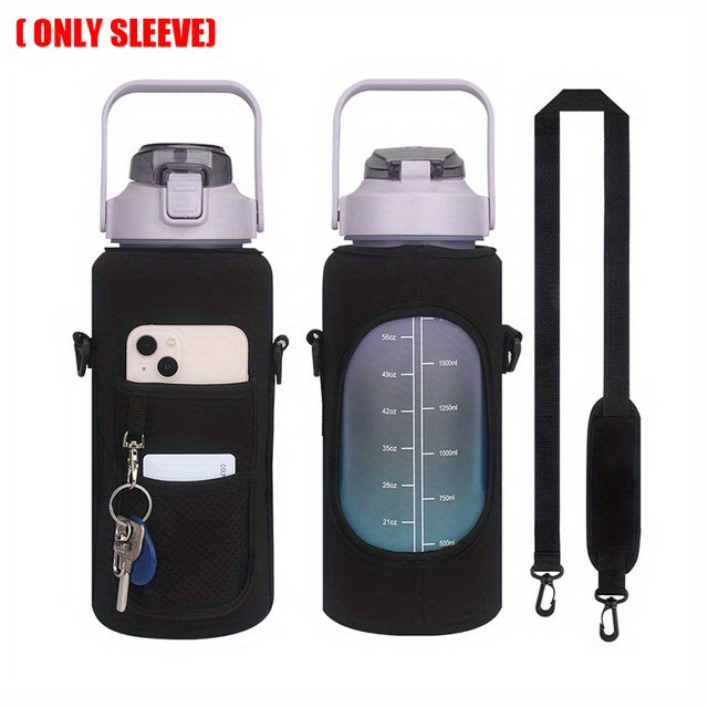 2L/64oz Waterproof Water Bottle Cover - Durable Sport Bottle Insulator with Shoulder Strap - Perfect Portable Vacuum Cup Pouch for Outdoor Adventures and Camping