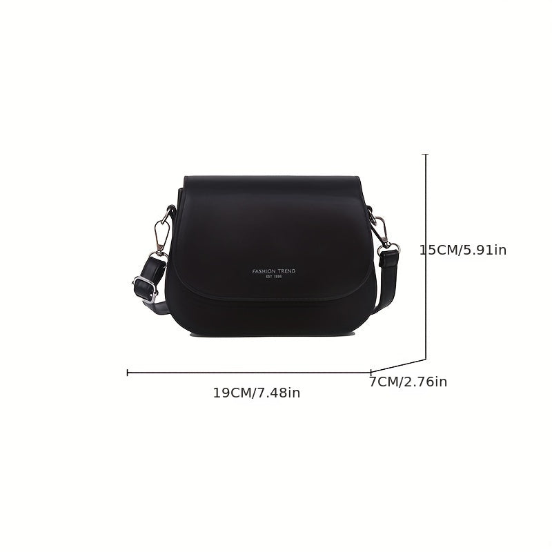 Simple Saddle Bag, Women's Mini Flap Purse, Fashion PU Leather Crossbody Bag