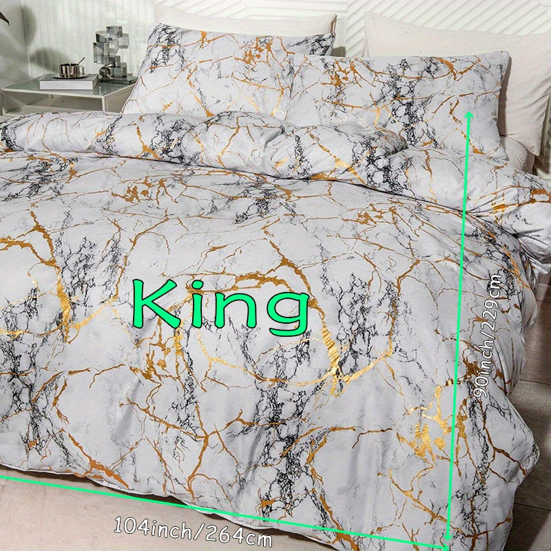 3pcs Classic Hot Stamping Texture Quilt Cover Set