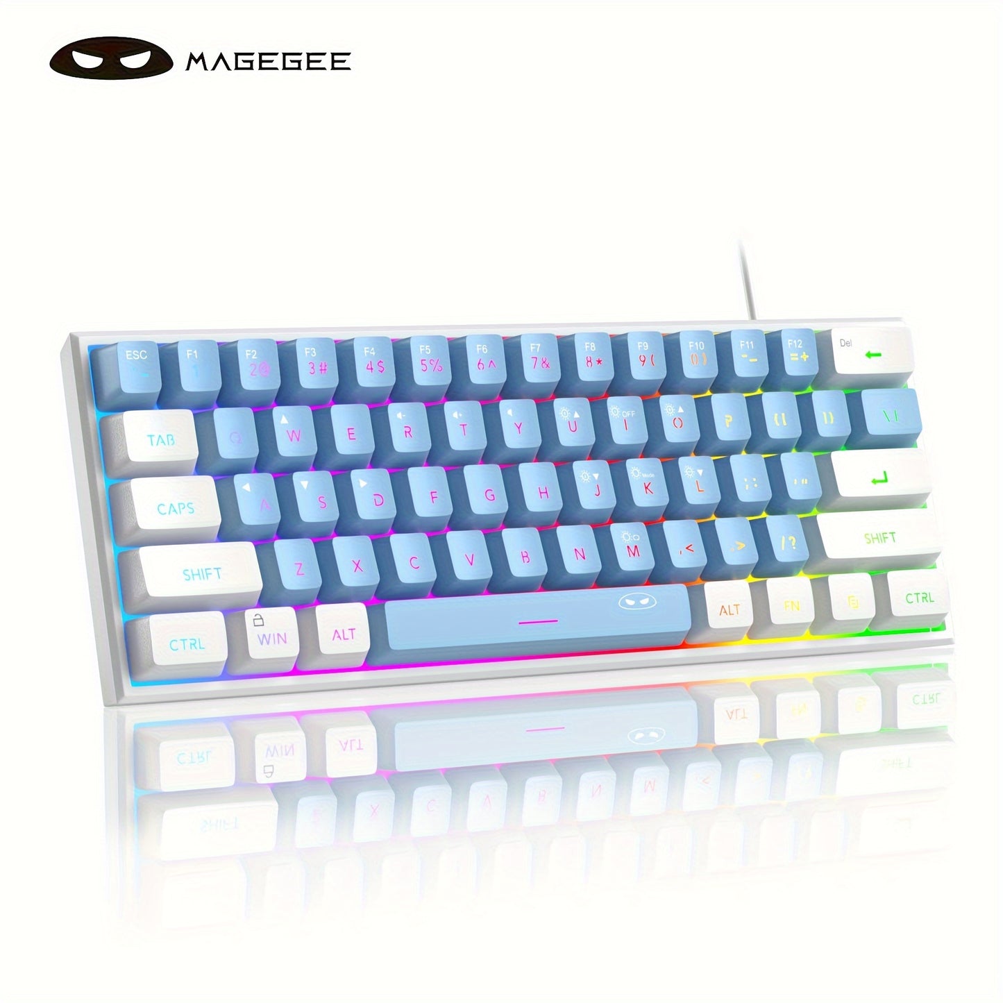 MageGee Mini 60% Gaming/Office Keyboard, Keycap Type Wired RGB Backlit Compact Computer Keyboard for Windows/Mac/Laptop