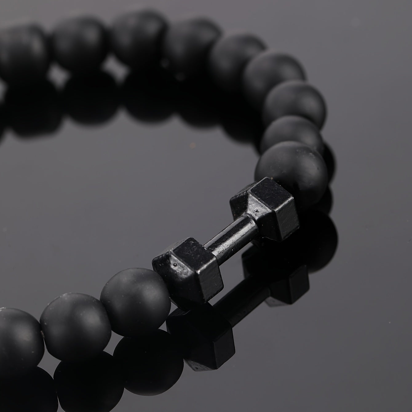 Frosted Bead Dumbbell Bracelet - Premium Fitness-Inspired Accessory for Men with Sleek Modern Design - Perfect Gift for Fitness Enthusiasts