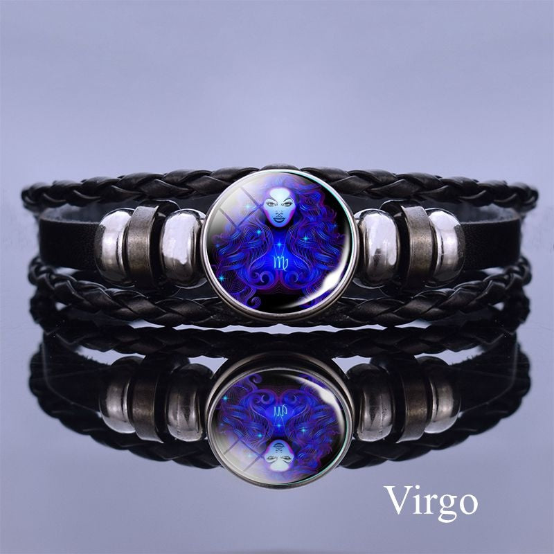 1pc 12 Constellation Luminous Bracelet Men's And Women's Fashion Multi-layer Woven Bracelet