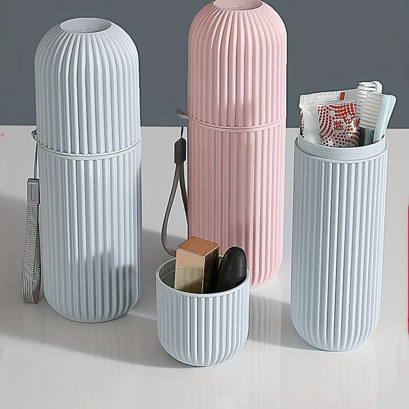 Household Travel Mouthwash Cup Toothbrush Cup Makeup Brush Storage Box Travel Wash Cup Portable Couple Toothbrush Toothpaste Storage Box Simple Toothbrush Mouthwash Cup Toothjar Set Rope Color Random travel must have