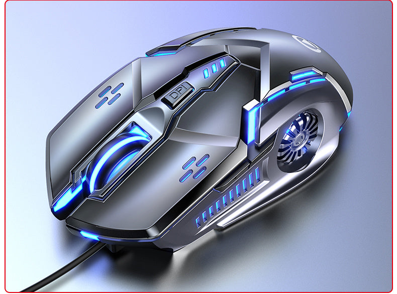 Silver Carved Mechanical Gaming Mouse, Wired, Suitable for Desktop And Laptop Use, Silent for Office And Esports.
