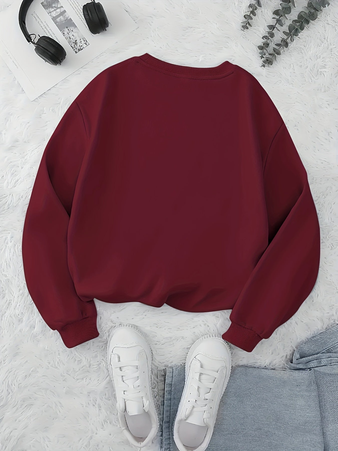 Los Angeles Print Preppy Sweatshirt, Long Sleeve Crew Neck Casual Sweatshirt For Winter & Fall, Women's Clothing
