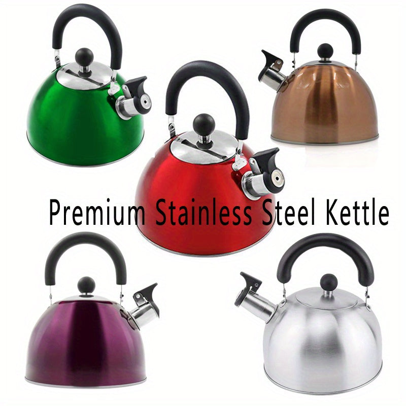 1pc, 2500ml/84.55oz Stainless Steel Tea Kettle with Whistle for Charcoal, Gas, Electric, and Ceramic Stoves - Reusable and Easy to Clean