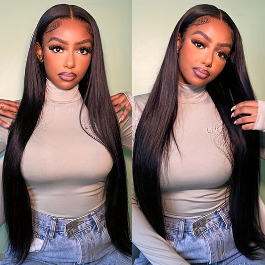 200% Density Straight 13*6 Lace Frontal Wigs Transparent Lace Front Pre Plucked Brazilian Human Hair Wigs For Women Glueless Straight Human Hair Wigs For Daily Use