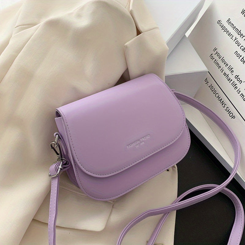 Simple Saddle Bag, Women's Mini Flap Purse, Fashion PU Leather Crossbody Bag