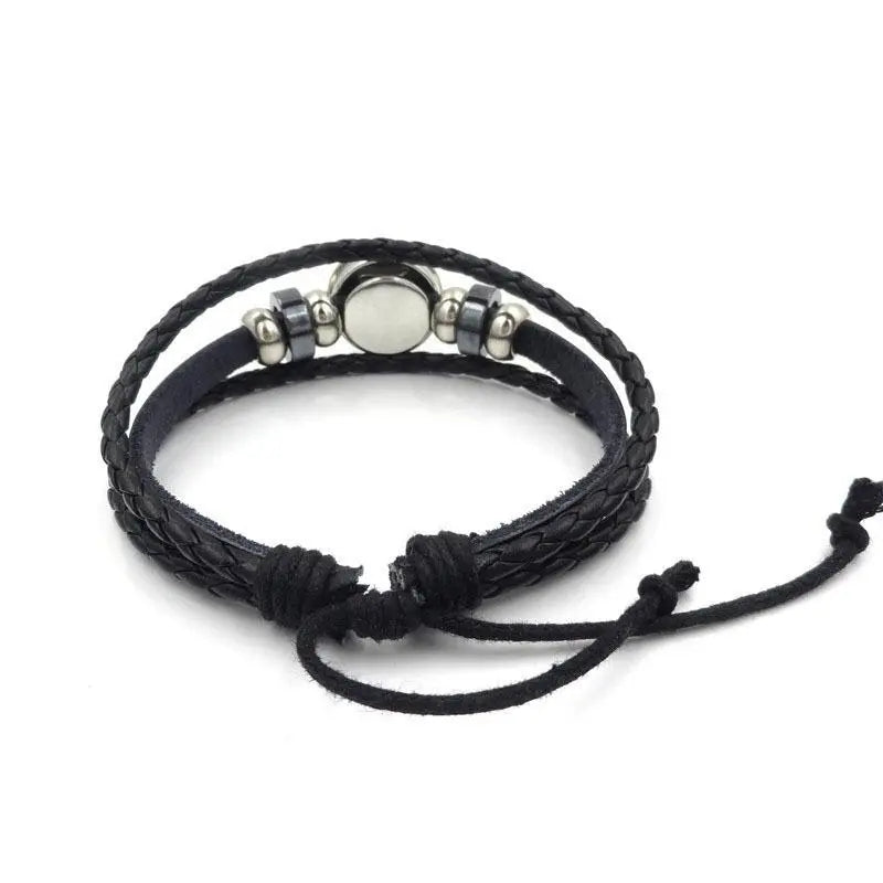 1pc 12 Constellation Luminous Bracelet Men's And Women's Fashion Multi-layer Woven Bracelet