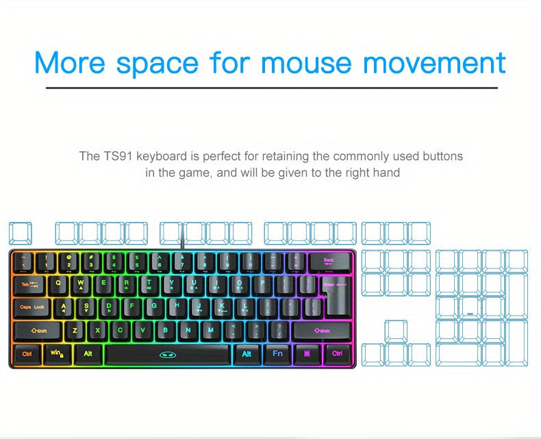 MageGee Mini 60% Gaming/Office Keyboard, Keycap Type Wired RGB Backlit Compact Computer Keyboard for Windows/Mac/Laptop