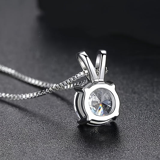 Moissanite 925 Sterling Silver 1-2CT Classic 4 Claw Pendant Necklace Luxury Wedding Engagement For Women  Gift
