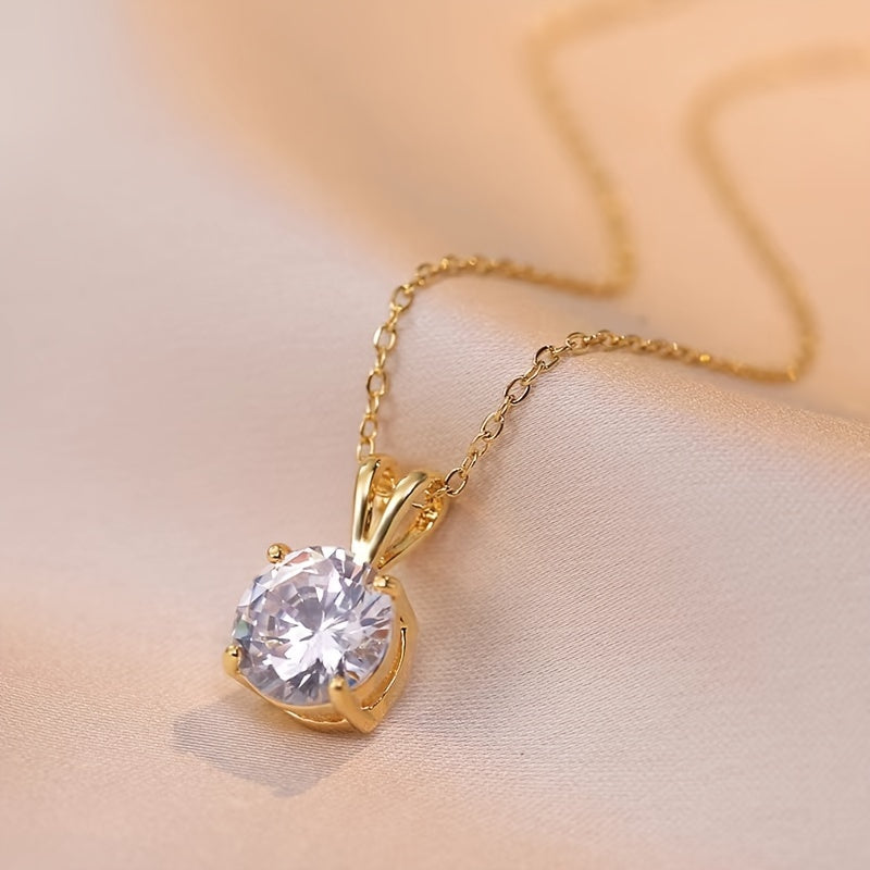 Moissanite 925 Sterling Silver 1-2CT Classic 4 Claw Pendant Necklace Luxury Wedding Engagement For Women  Gift