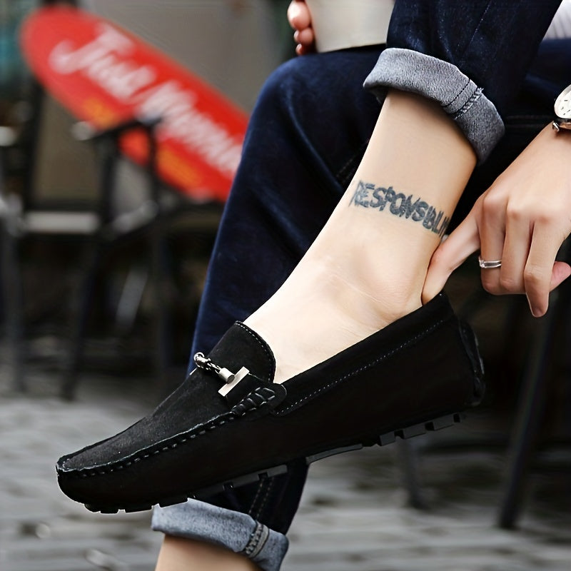 Mens Fashionable Slip-On Loafers - Breathable, Lace-Free Design for Comfortable Outdoor Walking - Durable, Stylish & Air-Flow Construction for Daily Strolls