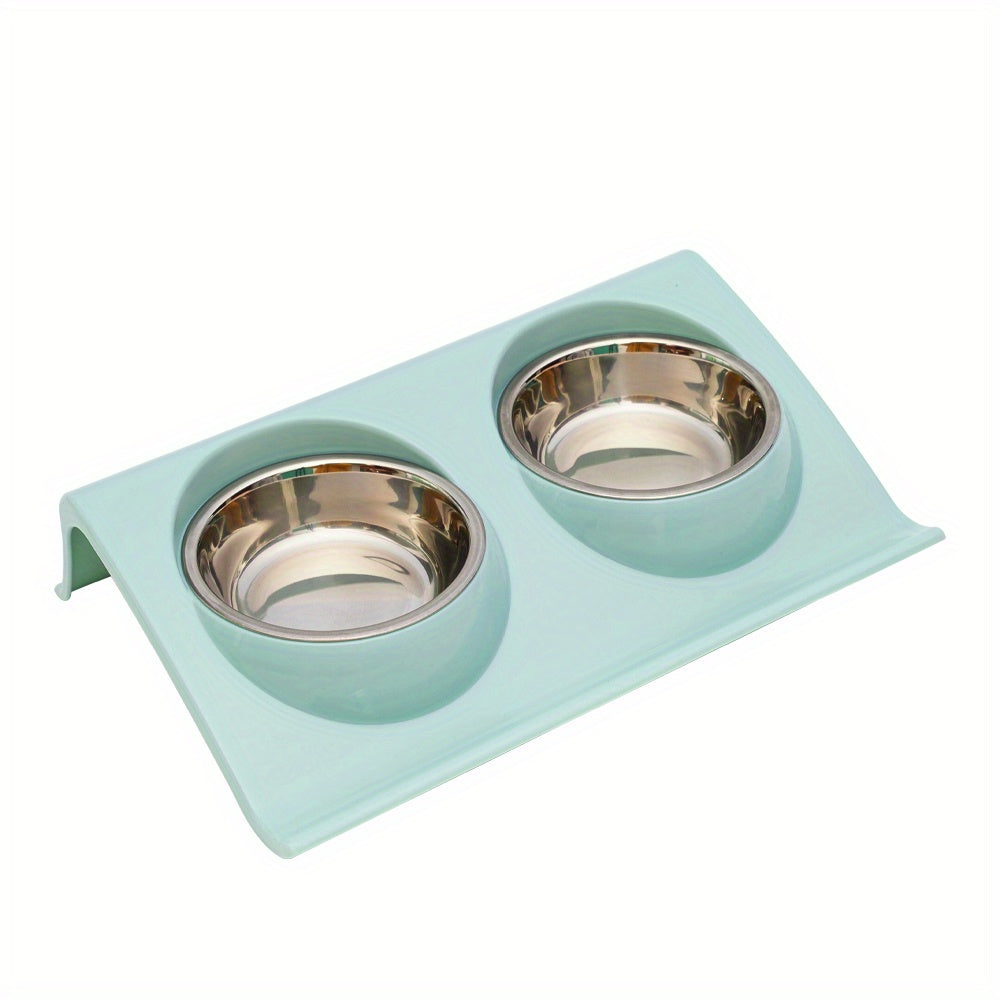Stainless Steel Double Pet Bowl for Dogs and Cats - Non-Slip Base, Easy to Clean, Perfect for Food and Water