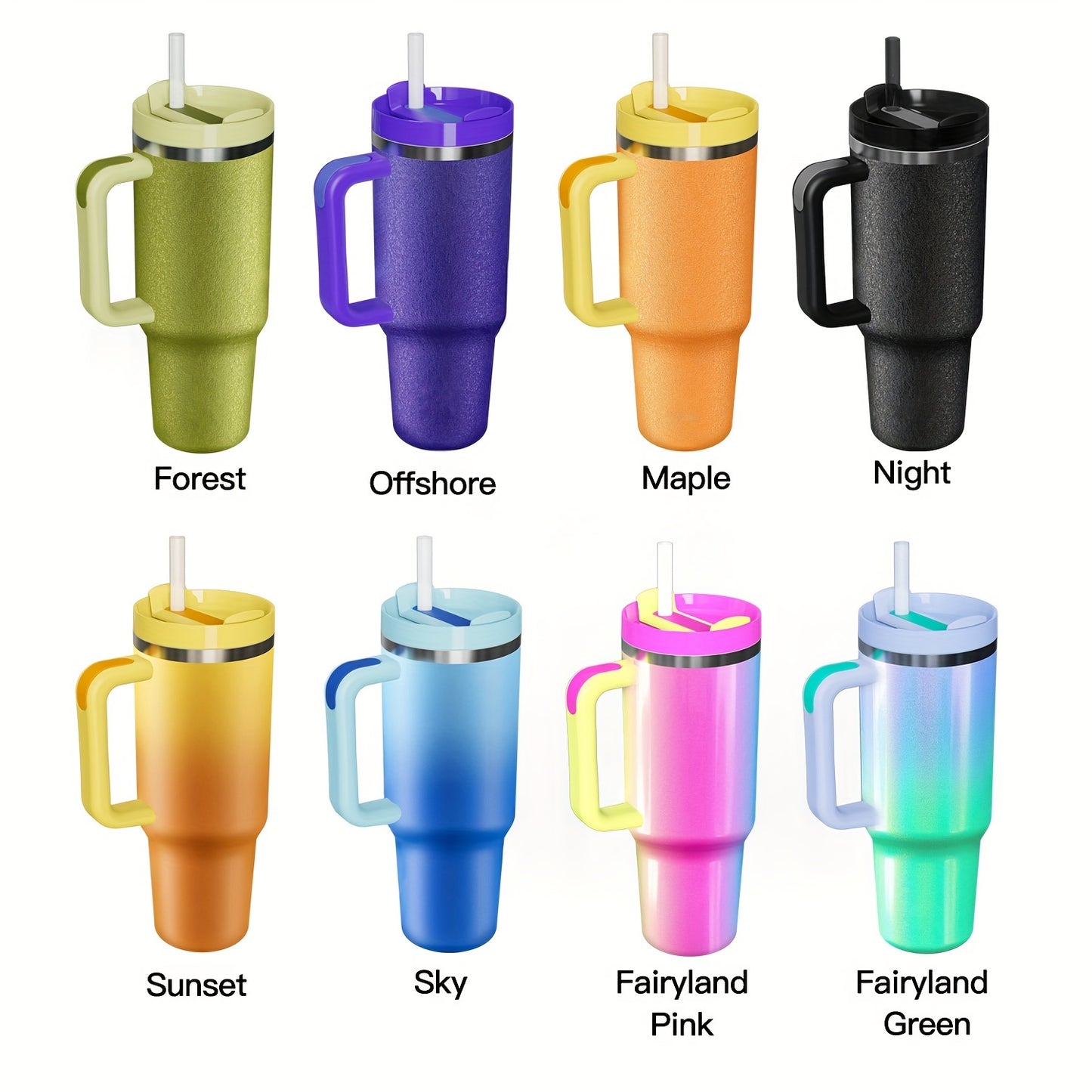 Sakura Train 40 OZ Fantasy series Stainless Steel Vacuum Insulated Tumbler with Handle and Straw Lid, Tumblers, Travel Mug for Water, Iced Tea or Coffee, Smoothie and More, BPA Free, Best Gift For Men And Women Birthday, Moth