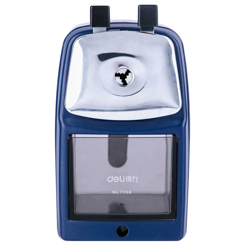Deli 0642D Blue Hand-cranked Pencil Sharpener for Students Pencil Sharpener with Adjustable Thickness 36pcs Per Carton Set