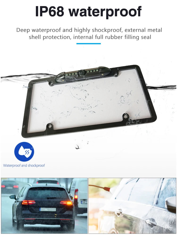 Car License Plate Cover European Car License Plate Cover Metal License Plate Cover Mini Waterproof HD Camera