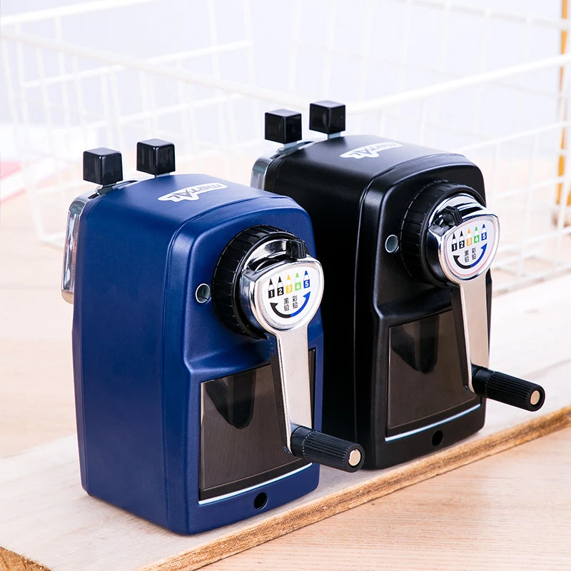 Deli 0642D Blue Hand-cranked Pencil Sharpener for Students Pencil Sharpener with Adjustable Thickness 36pcs Per Carton Set