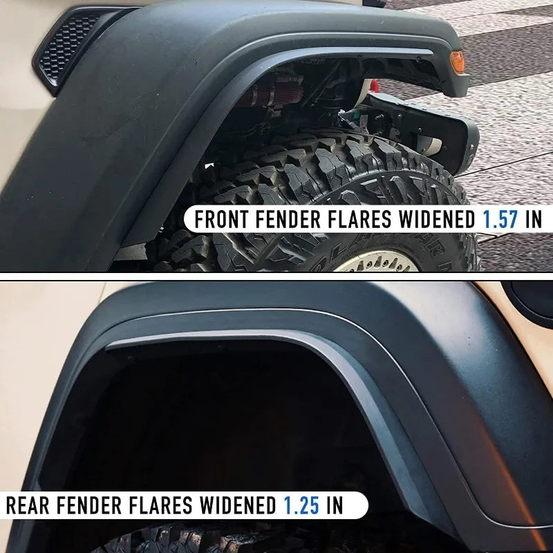 Front & Rear Fender Flares Compatible with 2018-2023 Jeep Wrangler JL & JLU Unlimited Sahara, Off-Road Wheel Flares Liner 4 PCS