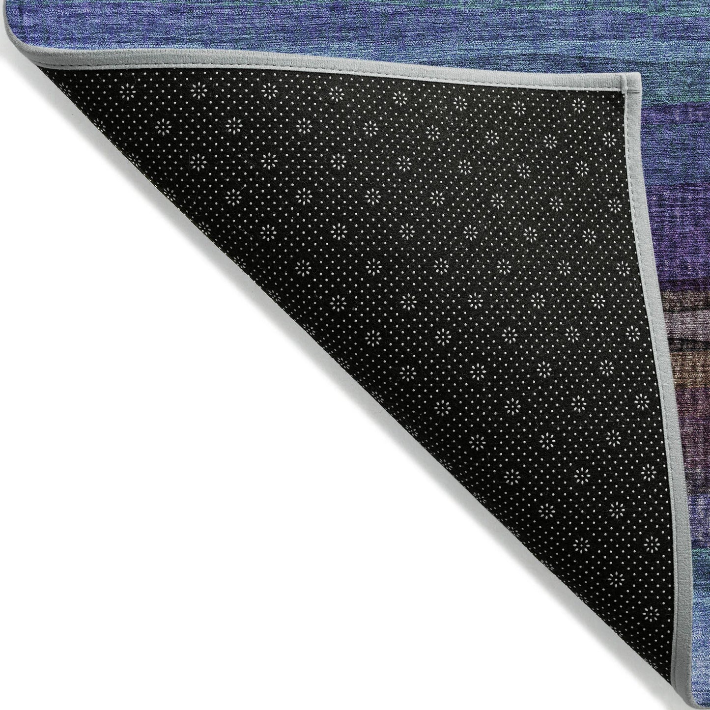 HMS 10' X 14' Striped Indoor Outdoor Area Rug Blue Purple and Taupe Washable