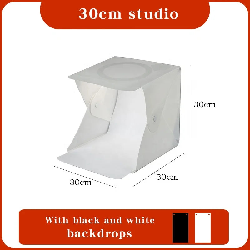 30cm Photo Light Box Quick Install Foldable Portable Studio Kit with Professional Photography Equipment Include 6 Background.