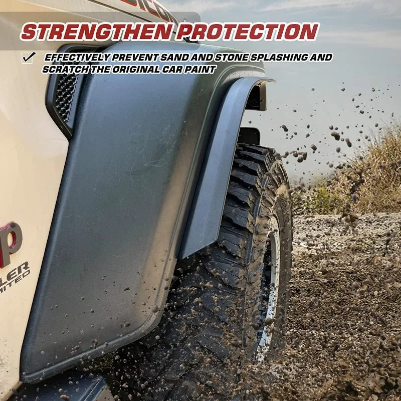Front & Rear Fender Flares Compatible with 2018-2023 Jeep Wrangler JL & JLU Unlimited Sahara, Off-Road Wheel Flares Liner 4 PCS