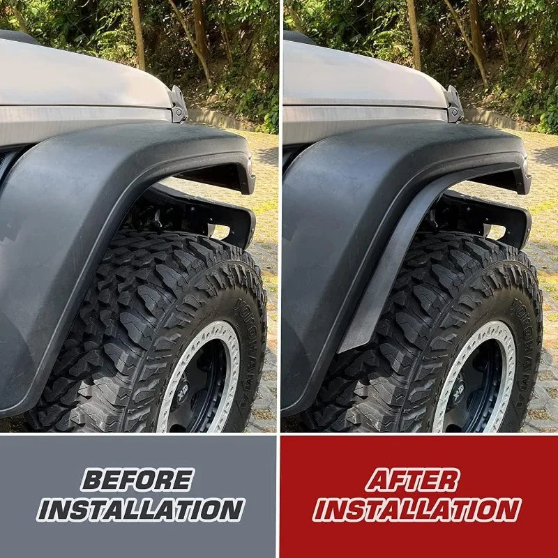 Front & Rear Fender Flares Compatible with 2018-2023 Jeep Wrangler JL & JLU Unlimited Sahara, Off-Road Wheel Flares Liner 4 PCS