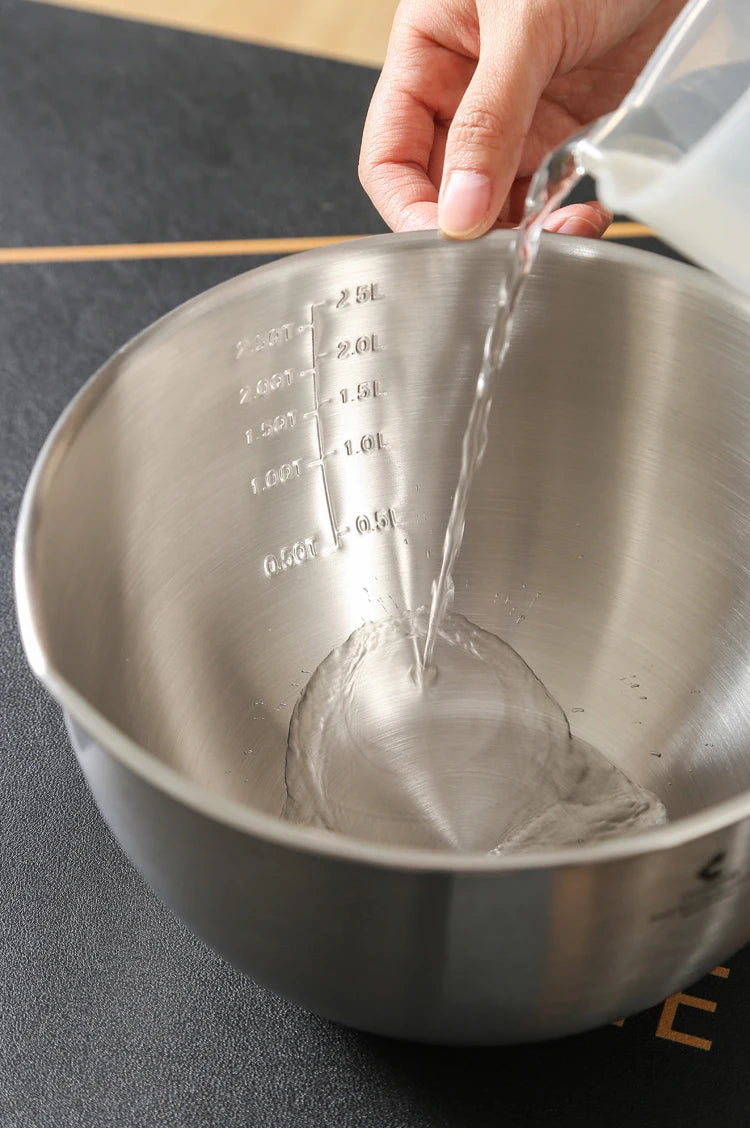 Mixing Bowl Stainless Steel with Lids Nesting Bowls with Measuring Marks for Cooking Baking Serving Silver Mixing Bowl-Set of 3