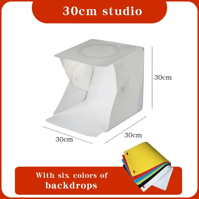 30cm Photo Light Box Quick Install Foldable Portable Studio Kit with Professional Photography Equipment Include 6 Background.