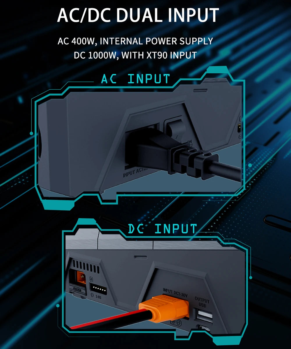 ToolkitRC Q6AC Charger AC 400W/DC 1000W 4CH output Built-in 65W USB A/TYPEC Output ,LiPo, 1-6S，NiMH 1-16S,PB 1-10S Charger IPS