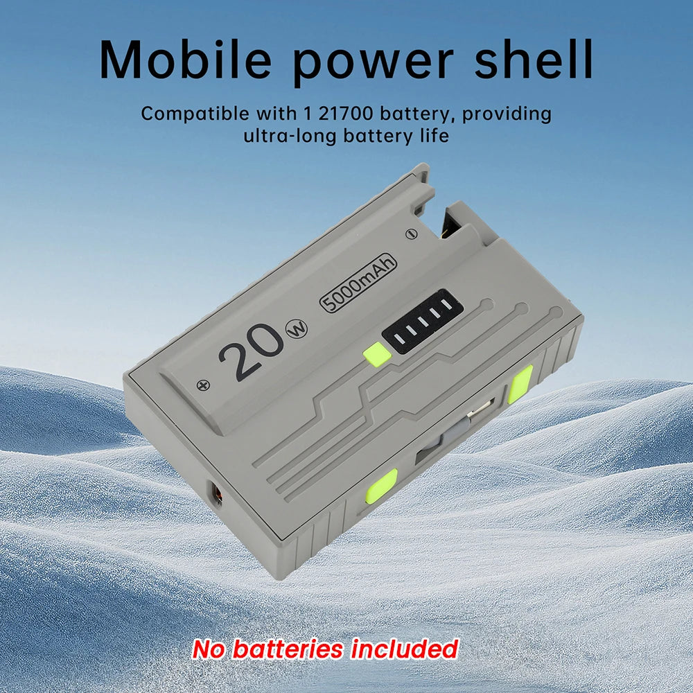 1*21700 Battery Box DIY Kit Battery Charger Case DIY Power Bank Box 20W Fast Charging For Phone Charging Not Including Batteries