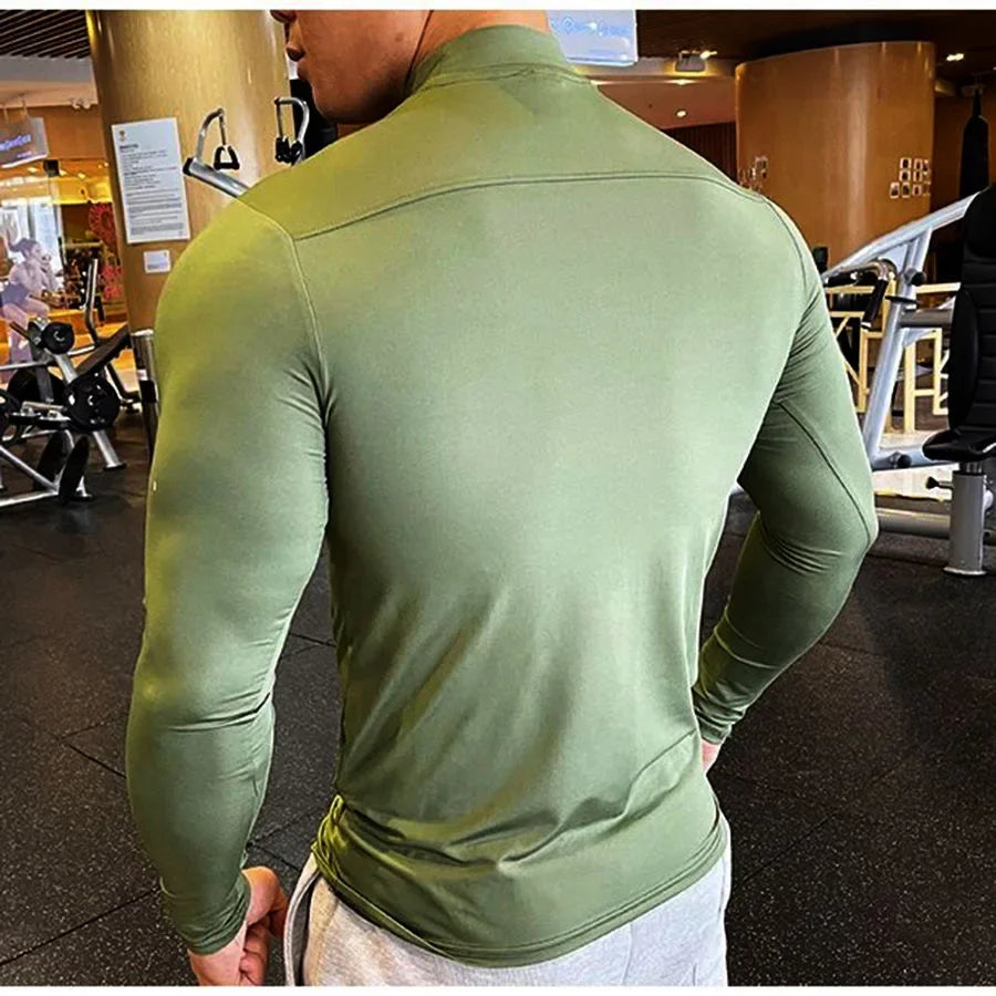 Gym T Shirt Men's Long Sleeve Compression Shirt Quick Dry Training Top Male Muscle Workout Running Clothing
