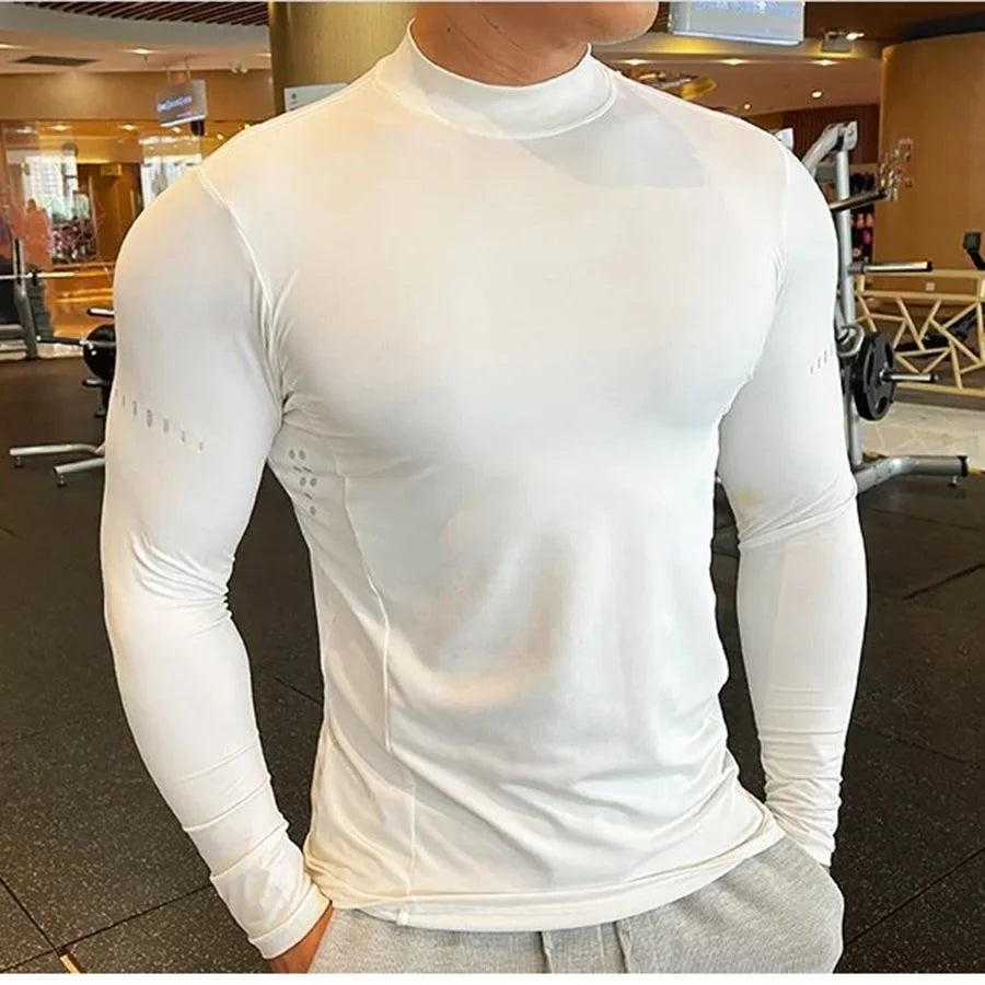 Gym T Shirt Men's Long Sleeve Compression Shirt Quick Dry Training Top Male Muscle Workout Running Clothing