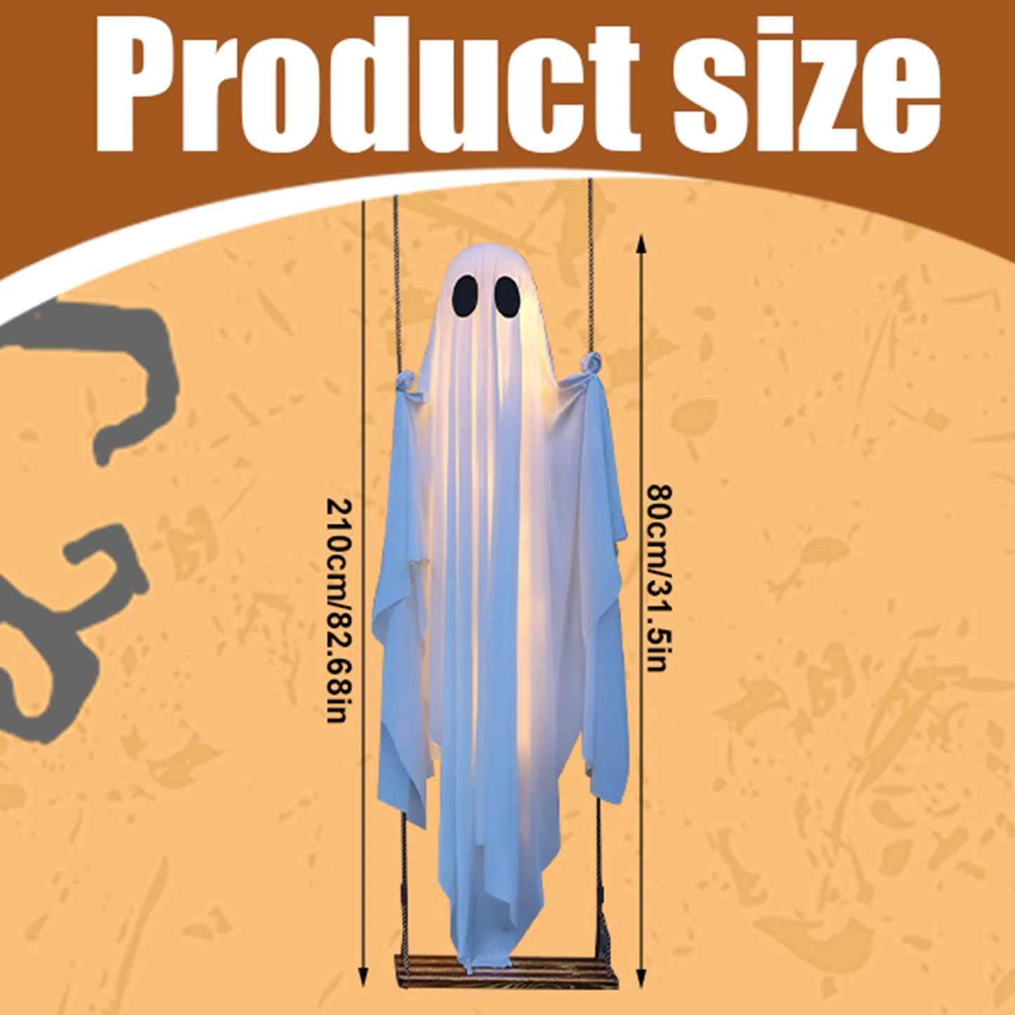 Halloween Hanging Ghosts Decorations with String Lights Scary Ghost Decor Ghost Ornaments for Tree Porch Yard Garden Lawn